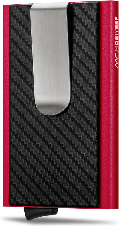 MOSIYEEF Minimalist Wallet for Men - RFID Blocking Card Wallet for Men - Card Holder with Money Clip with Leather Wrapped - Slim Front Pocket Auto...