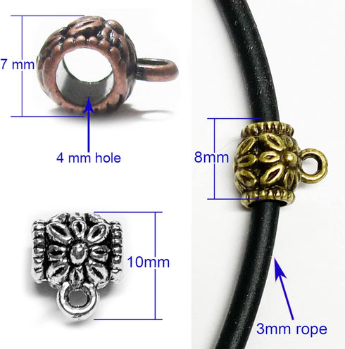 Copper Bail Tube Beads Charm Holder European Bead Spacer Bail Bead Charm Spacers for Bracelets Pendants for Jewelry Making Dangling Charms for Bra...