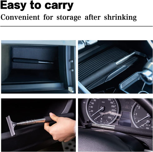 2 PCS Car Rearview Mirror Wiper Telescopic Auto Mirror Squeegee Cleaner 98cm Long Handle Car Cleaning Tool Mirror Glass Mist Cleaner (Black)...
