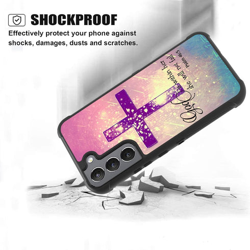 for Galaxy S22 Case, Heavy Duty 3 in 1 Hybrid Hard PC + Soft Silicone Shockproof Drop Protective Case for Samsung Galaxy S22 5G 6.2 inch, Christia...