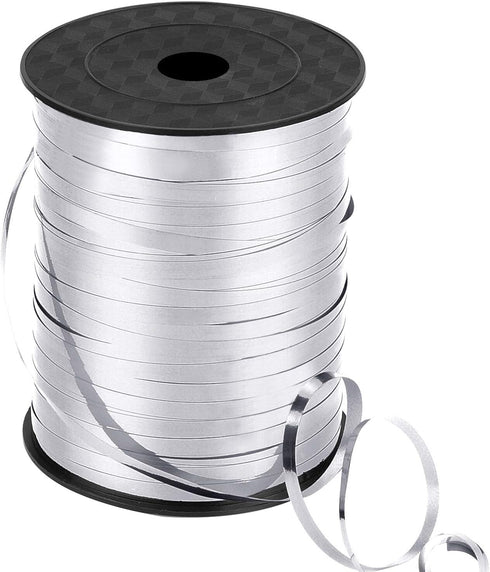 3/16 Inch Crimped Curling Ribbon Balloon Ribbon Spool 500 Yard for Christmas Balloons or Gift Wrapping(Metallic Silver)...
