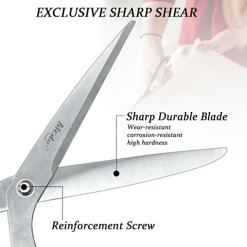 Mr.do Fabric Scissors 10 inch Sewing Scissors All Purpose Heavy Duty Sharp Fabric Scissors for Cutting Clothes Leather Classic Stainless Steel Pro...