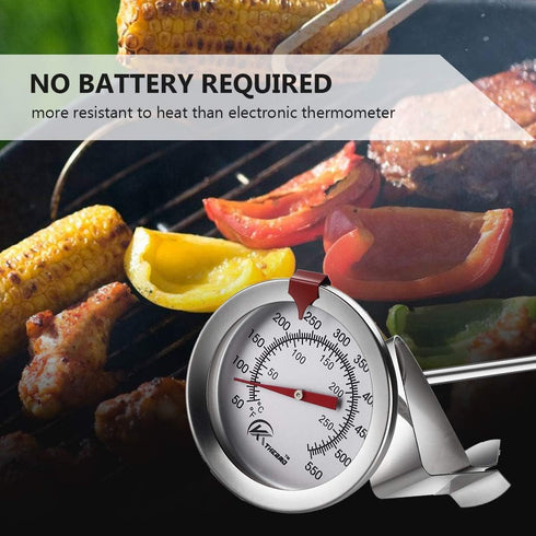 KT THERMO Deep Fry Thermometer with Instant Read,Dial Thermometer(2-Pack),12" Stainless Steel Stem Meat Cooking Thermometer,Best for Turkey,BBQ,Gr...