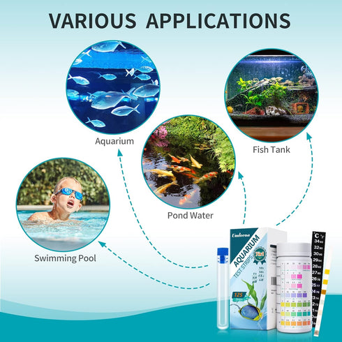 7 in 1 Aquarium Test Kit for Freshwater and Saltwater - 125 Aquarium Test Strips with Test Tube & Thermometer - Fast & Accurate Water Testing Stri...