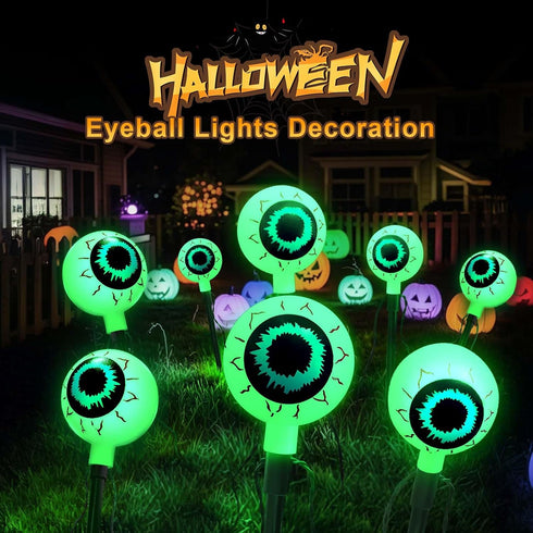 Halloween Decorations Outdoor, Solar Eyeball String Lights 8 Pack, 3D Scary White Eyeballs with Green Light 8 Lighting Modes, IP65 Waterproof Path...