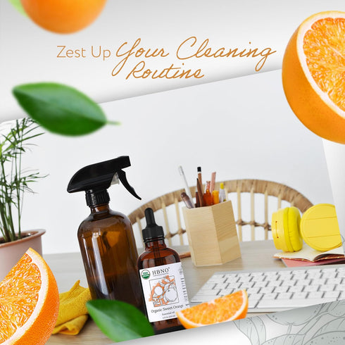 HBNO Organic Orange Essential Oil - Huge 4 oz (120ml) Value Size - USDA Certified Organic Orange Essential Oil, Cold Pressed for Aromatherapy, Soa...