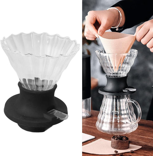 Coffee Dripper, Cone Glass Pour Over Coffee Dripper with Switch Easy Cleansing Reuse Pour Over Coffee Dripper Filter for Backpacking Camping...