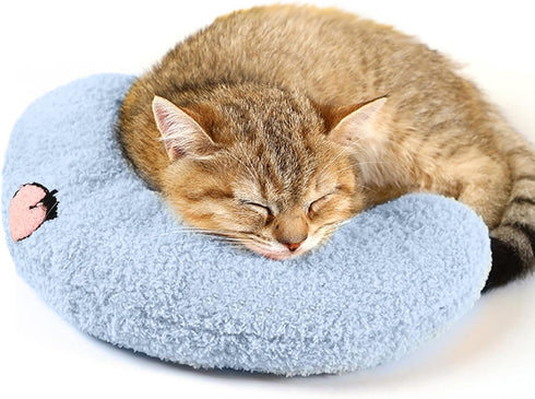 Cat Pillows for Indoor Cats, Soft Fluffy Dog Calming Pillow, Little Dog Pillows, U Shaped Half Donut Cuddler with Cute Embroidery, Washable Neck P...