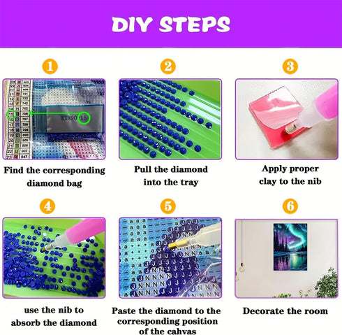 DIYCYCY Aurora Landscape Diamond Art Kits for Adults,DIY 5D Diamond Painting Kits for Beginners,Round Full Drill Diamond Dots Paintings Picture Ge...