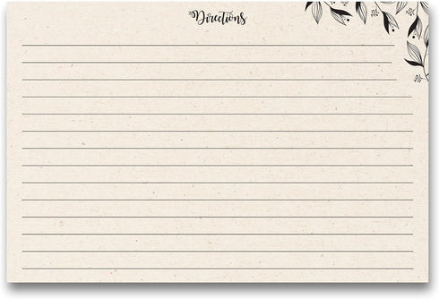 Spacious Recipe Cards 4x6” - 50 count, Double Sided. Thick Card Stock. Perfect for Recipe Box & Recipe Binder. Minimal Floral Kraft-Like Design...