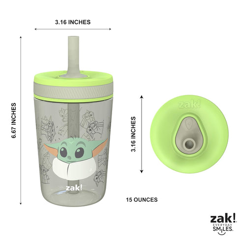 Zak Designs Star Wars The Mandalorian Kelso Toddler Cups For Travel or At Home, 15oz 2-Pack Durable Plastic Sippy Cups With Leak-Proof Design is P...