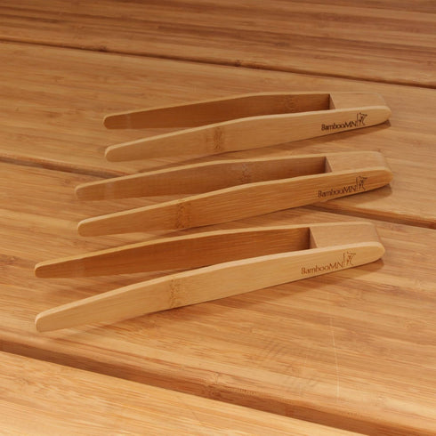 BambooMN Brand - Reusable Bamboo Kitchen Tongs, Assorted Sizes - 3 Pieces...
