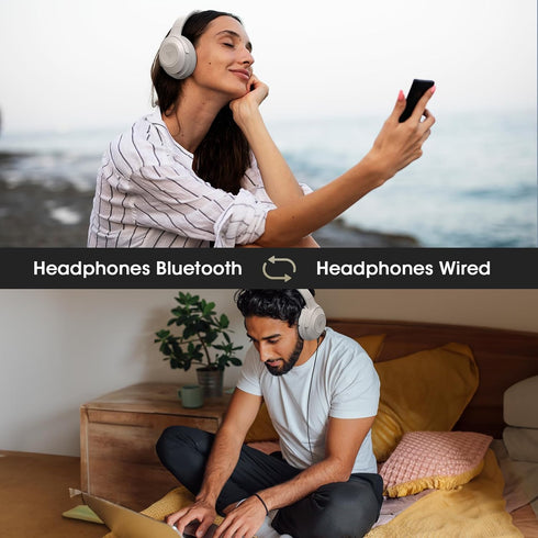 DOQAUS Bluetooth Headphones, Wireless Over Ear Bluetooth Headphones, 70H Playtime, 3EQ Modes, HiFi Stereo Sound, Deep Bass, Memory Foam Ear Cups, ...