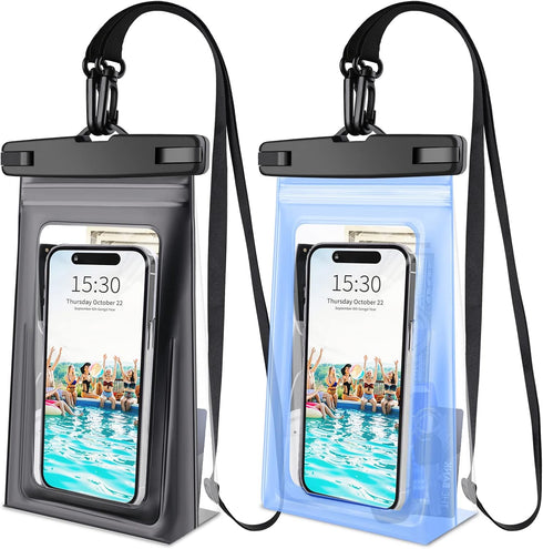 2Pcs Floating Waterproof Phone Pouch Large, IPX8 Waterproof Phone Bag Case for iPhone 15 14 Plus 13 Pro Max 12 11 8 Plus Samsung Up to 7.2'', Wate...
