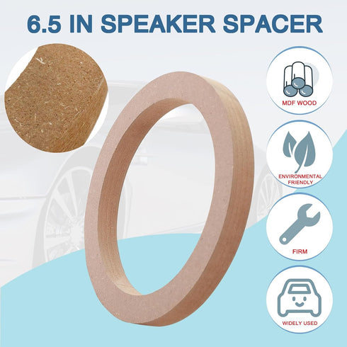 Universal 6.5 Speaker Spacer: 2×6.5 speaker spacer Wooden MDF Speaker Rings for Cars/Boats/Trucks/RV...