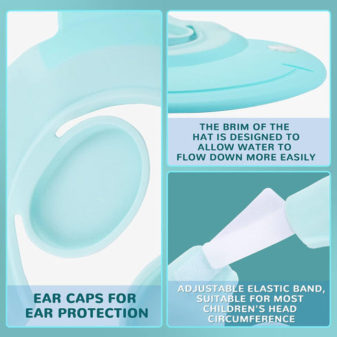 Baby Shower Cap Baby Hair Washing Bath Cap Safe Silicone Protection Bath Cap Soft Adjustable Visor Hat for Protector Head Eye Ear Shampoo Caps for...