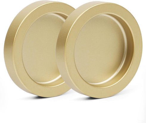 1Pair Round Glass Sliding Door Handle Stick-on Fixing Screwless Back-to-Back Shower Pulls Barn Pocket Door Sliding knobs (Gold Paste Fixed)...