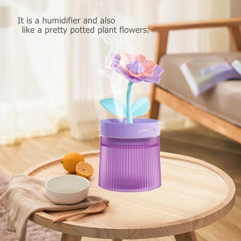 260ml Desk Portable Mini Humidifier Bedroom Cute, Personal USB Small Humidifier with Flower, Quiet, Cool Mist, Auto Off, Colorful Light,Top Fill A...