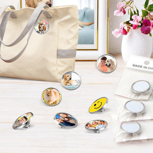 Sublimation Blank Pins DIY Button Badge, Sublimation Silver Blank Base Pins Aluminum Sheet with Butterfly Pin Backs for DIY Craft Jewelry Making L...