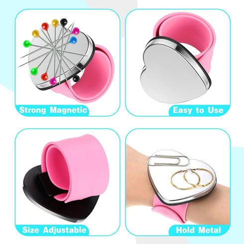 Jexine 3 Pcs Magnetic Pin Holder Magnetic Wristband for Hair Stylist Wrist Sewing Pincushion Hair Clips Collector Bobby Pin Magnet Holder for Brai...