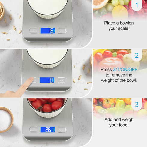 Food Scale, Kitchen Scale, Gram Scale, Digital Food Scale, Weight Scale, Digital Scale, Coffee Scale, Scales Digital Weight Grams, Digital Kitchen...