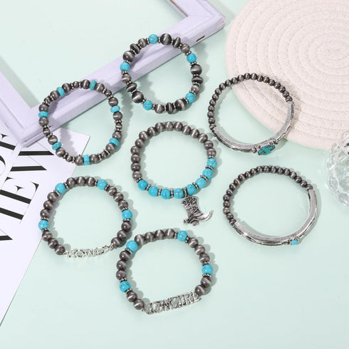 FAERLIIRY Turquoise Bracelet Western Bracelets Stackable Bracelet Handmade Gemstone Bangle for Women Christmas Birthday Gift...