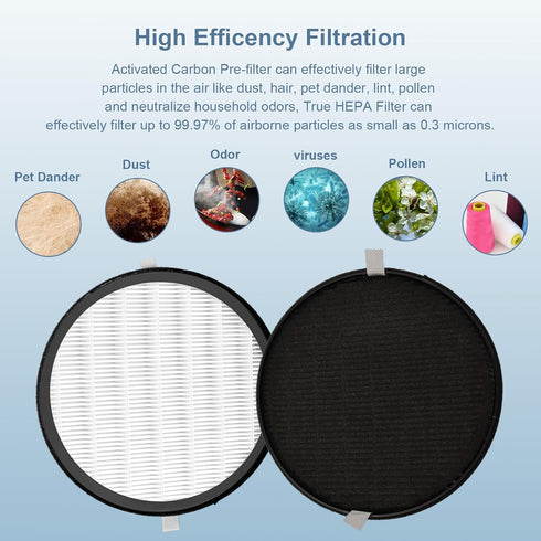 Halo H13 True HEPA Replacement Filter, Compatible with Pure Enrichment PureZone Halo Air Purifier Model PEAIRDSK, 2-in-1 True HEPA Filters and Act...