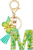 Initial Letter Keychain for Women Gift for Young Teenage Girl Gifts for Christmas to Mom Daughter green tassel...