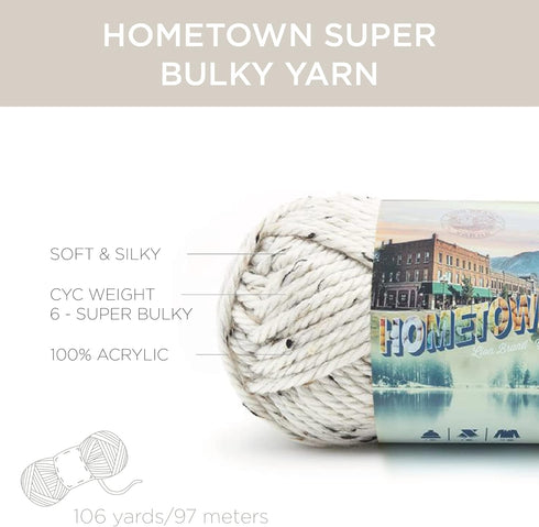 Lion Brand Yarn Hometown Yarn, Bulky Yarn, Yarn for Knitting and Crocheting, 1-Pack, Anchorage Ice...