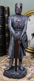 Ebros Holy Roman Empire Templar Crusader Knight with Sword and Shield Statue 6" Tall Suit of Armor Swordsman Standing On Guard Medieval Age of Kin...