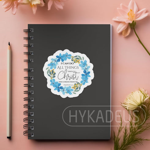 (3Pcs) I can do All Things Through Christ Philippians 4:13 Sticker, Christian Sticker, Waterproof Vinyl Decals for Books Laptops Phone Cases Water...
