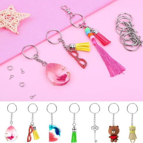 Audab 360Pcs Keychain Bulk, 120Pcs Keychain Rings with Chain and 120Pcs Open Jump Ring with 120Pcs Screw Eye Pins for Crafts and Jewelry Making...