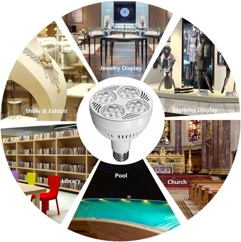 LED PAR30 Spotlight 35W 2900 Lumen 10000K 45° Cool White for Jewelry Lighting for Commercial Lighting...
