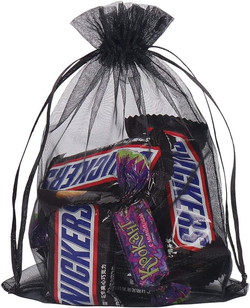 YQL Black Organza Bags,100PCS 5x7 Inch Gift Favor Bags Mesh Fruit Protection Bags Jewelry Pouches Sachet Bags Wedding Party...