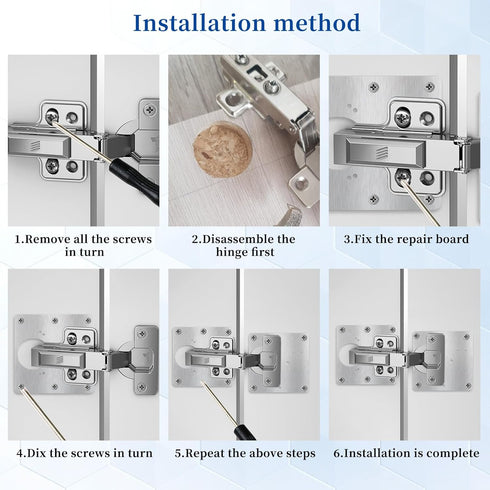6 PCS Hinge Repair Kit Plate for Cabinet Hinges Repair Fixing Plates Stainless Steel Cabinet Hinge Repair Plate with Mounting Screw Hinge Repair R...