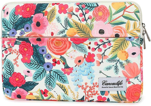Canvaslife Garden Rose Waterproof Pattern 13 inch Canvas Laptop Sleeve with Pocket 13 inch 13.3 inch Laptop 13 case13 Sleeve...