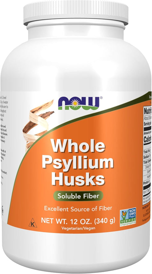 NOW Supplements, Whole Psyllium Husks, Granule, Non-GMO Project Verified, Soluble Fiber, 12-Ounce...