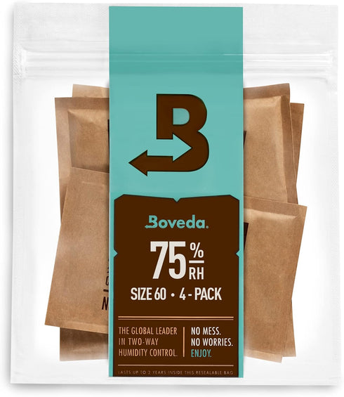 Boveda 75% Two-Way Humidity Control Packs For Non-Plastic Humidifier Boxes – Size 60 – 4 Pack – Moisture Absorbers – Humidifier Packs – Hydration ...