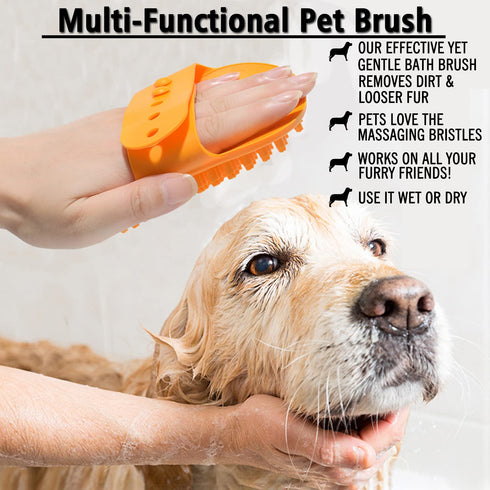 Dog Bath Brush, 2 Pcs Dog Grooming Brush Rubber Dog Wash Brush Dog Shampoo Shower Shedding Bathing Brush for Short Long Haired Dogs Cats with Adju...