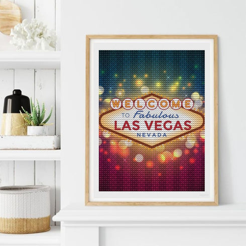 YEEIFFD Welcome Las Vegas Diamond 5D Painting Full Round Drill Art Picture DIY Home Wall Decor for Beginners Adults 12 x 16 inch...