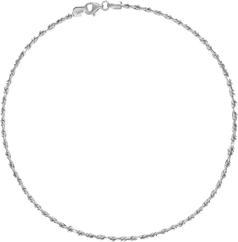 Ritastephens Sterling Silver or Gold Plated Italian 1.8mm Rope Link Lobster lock Chain Anklet and Bracelet...