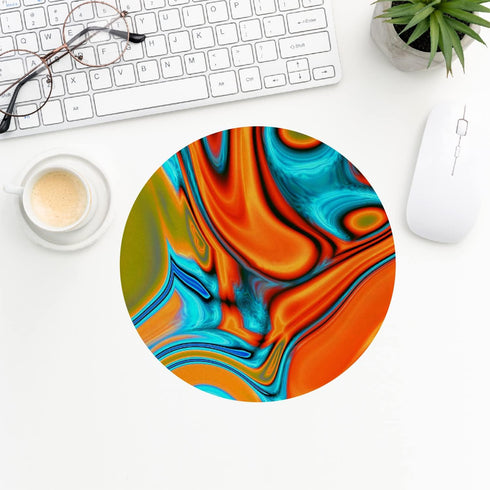 Vivid Modern Southwest Hipster Abstract Turquoise Orange Swirls Mouse Pad 8.7 x 8.7 Inches,Non-Slip Rubber Base Mousepads for Home Office Dorm Des...
