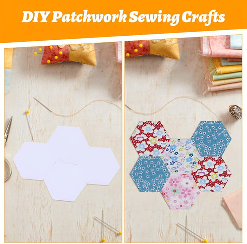 300Pcs Paper Quilting Templates English Paper Piecing DIY Patchwork Sewing Crafts...