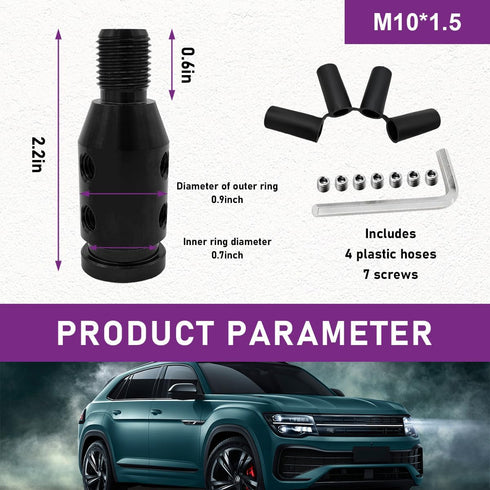 Universal Gear Shift Knob Adapter, M10×1.5 Aluminum Alloy Shifter Knob Adapter for Non-Threaded Shifters, Shifter Knob Boot Retainer Gear Stick Co...