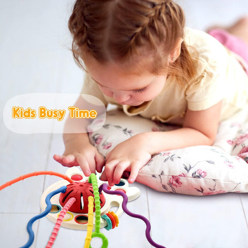 AiTuiTui Sensory Montessori Baby Toys 6 to 12 Months, Toddler Travel Toys for 1 2 Year Old Boy Girl Birthday Gifts, Soft Pull String Fidget Educat...