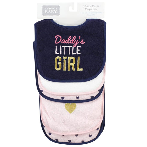Hudson Baby Unisex Baby Cotton Terry Bib and Burp Cloth Set, Daddys Little Girl, One Size...