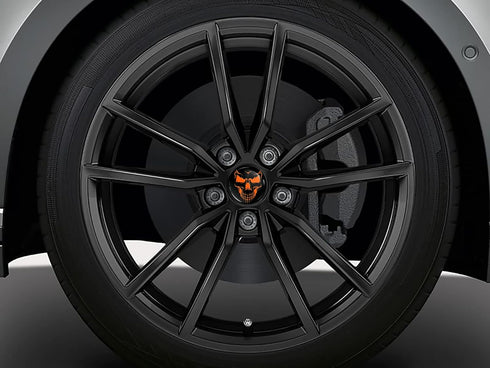 Biomar Labs 4 x Universal Wheel Centre Alloy Hub Center Caps Compatible with VW 3B7601171 / 6U7601171 Toxic Orange Black CV 58...