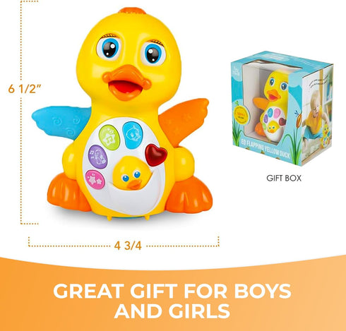 Baby Musical Duck Toy, Dancing Walking Yellow Duck - Interactive Action Learning Educational Flapping Light up Dancing Duck with Music...