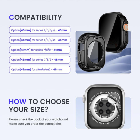 Goton 2 in 1 Privacy Waterproof Case for Apple Watch Ultra & Ultra 2 Screen Protector 49mm, Front Anti Spy Tempered Glass Face Cover + Back Bumper...
