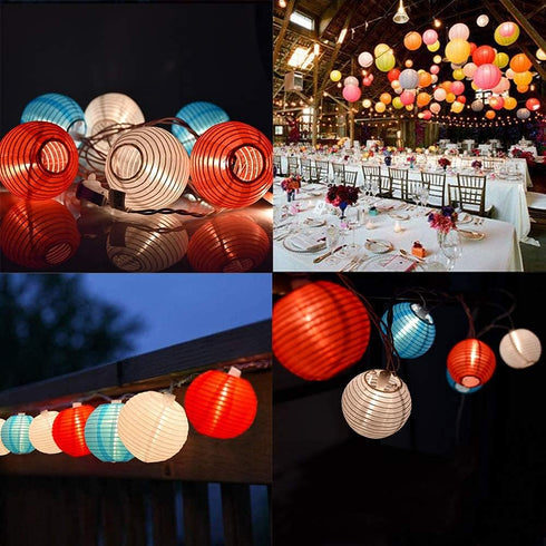 GOOTHY 8.5Ft Red White Blue Lantern String Lights, 4th of July Decor Lights with 10 Red White Blue Lanterns Connectable Patriotic Outdoor Lanterns...